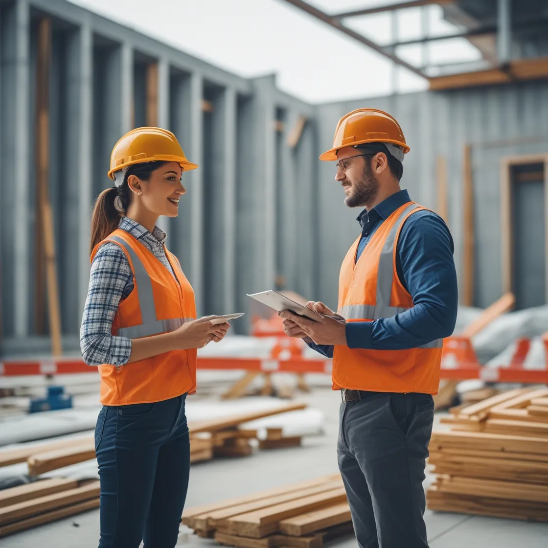 Construction estimator at work analyzing project plans