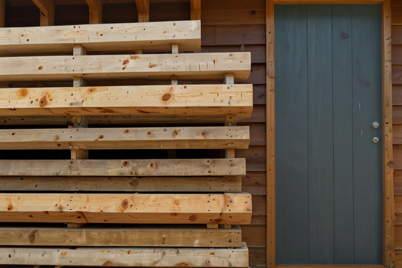 A person watching a wood building