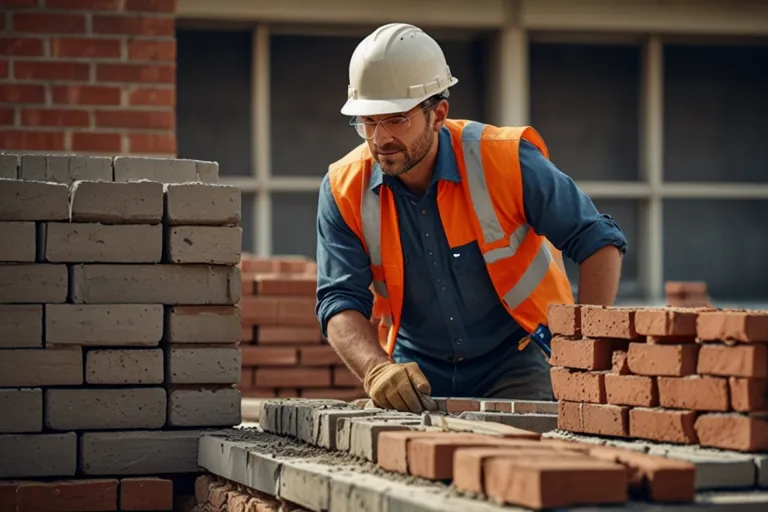 Worker working in concrete