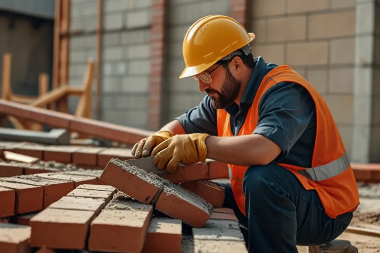 Worker working in concrete