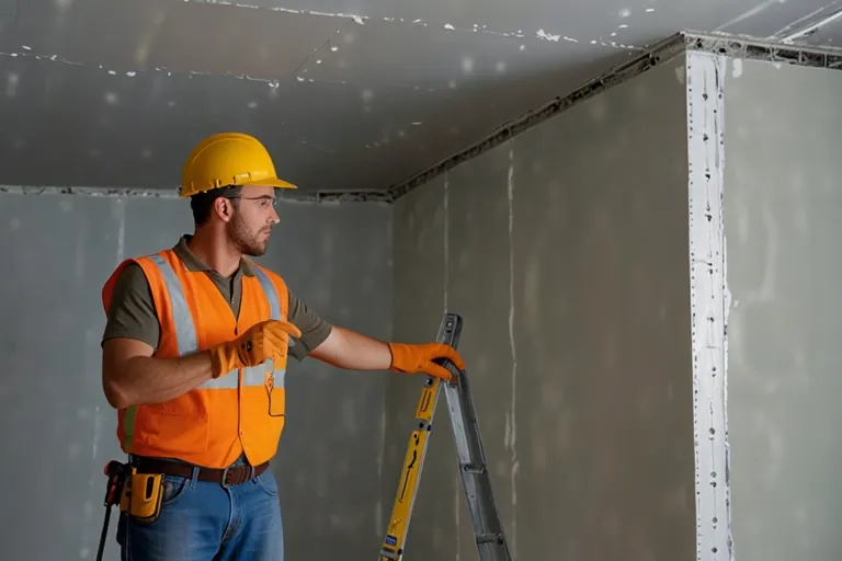 Worker working in concrete