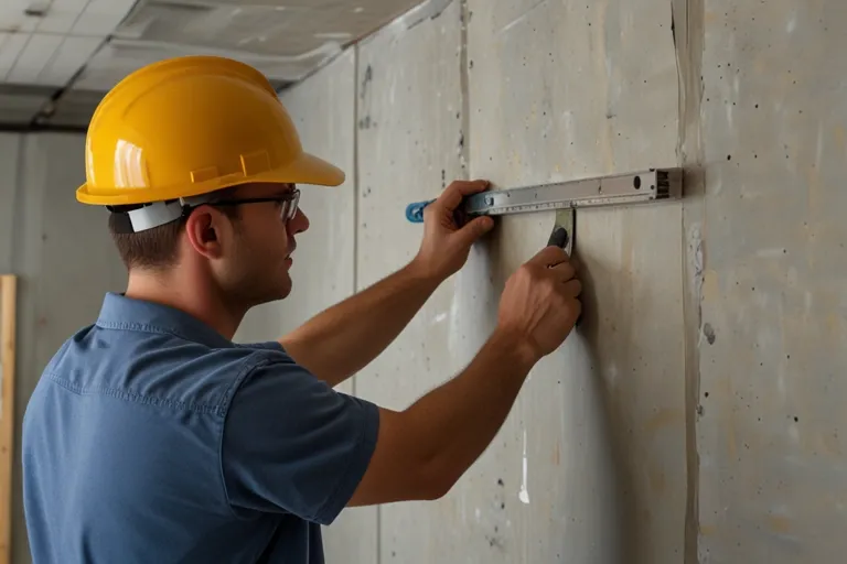 Worker working in concrete